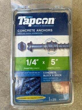 Tapcon Concrete Anchors 1/4" x 5" - Blue/Green Packaging